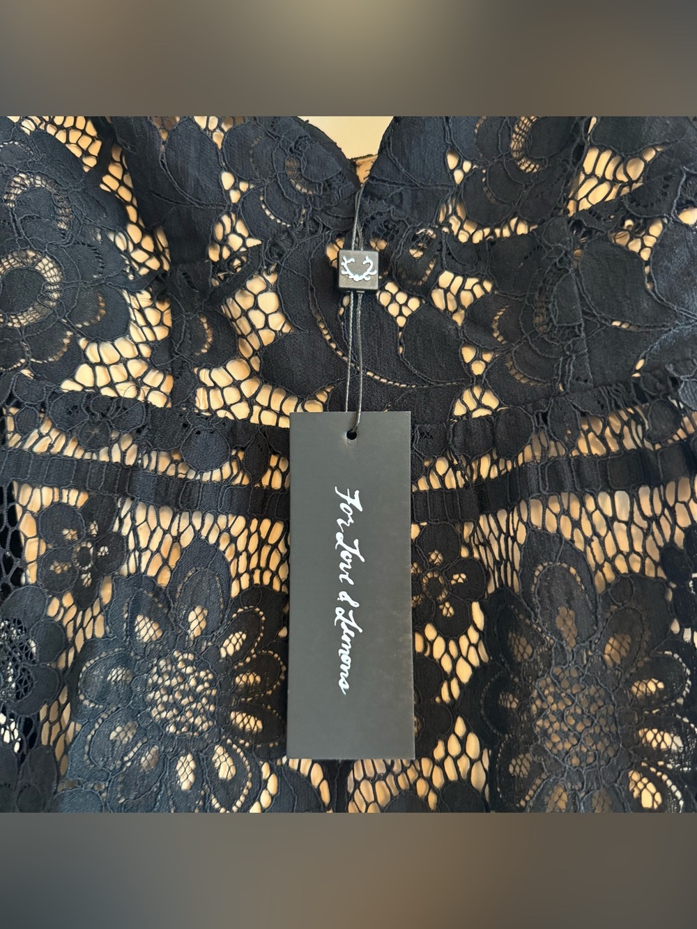 NWT For Love & Lemons / Revolve Black Lace Midi Slip Dress - Picture 5 of 5